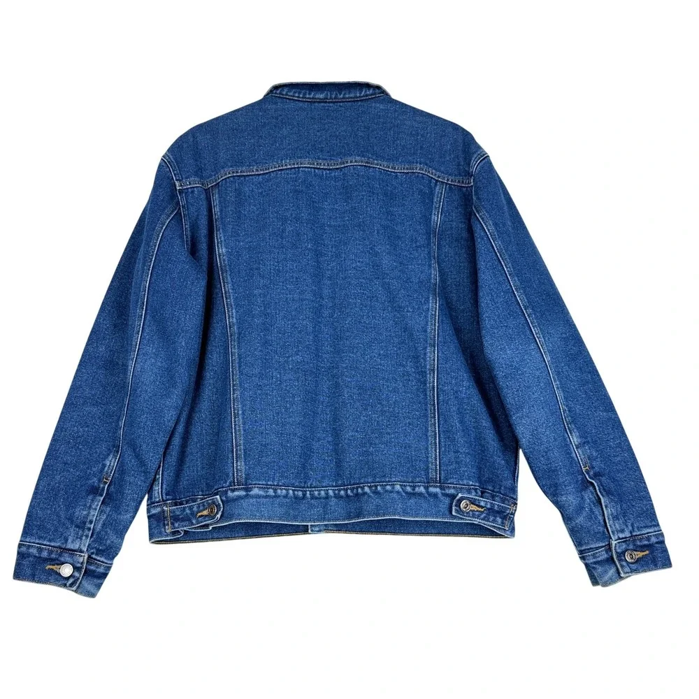 Levi's 70520 Sherpa Lined Denim Trucker Jacket Men's Large Blue Cotton Jean Coat - Picture 2 of 9